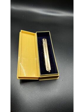 Vintage Foldaway Hand Fan Ornate SilverTone Handle Scenic Design celluloid Box